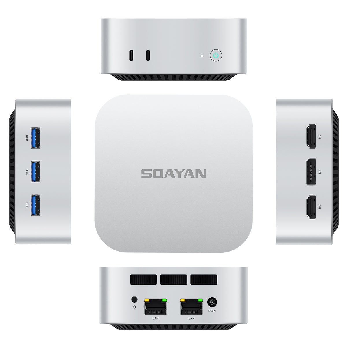 SOAYAN-N5 Mini PC, 13th Gen Intel N150, 12GB LPDDR5, 512GB SSD, Triple 4K Display, Dual LAN, Windows 11 Pro