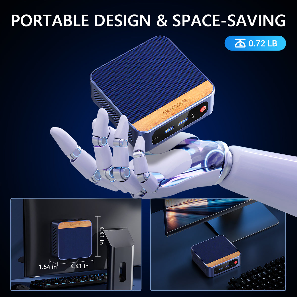 SOAYAN-N1 Mini PC with Windows 11, N150 & 16GB RAM & 512GB SSD - Compact 4K Desktop Computer