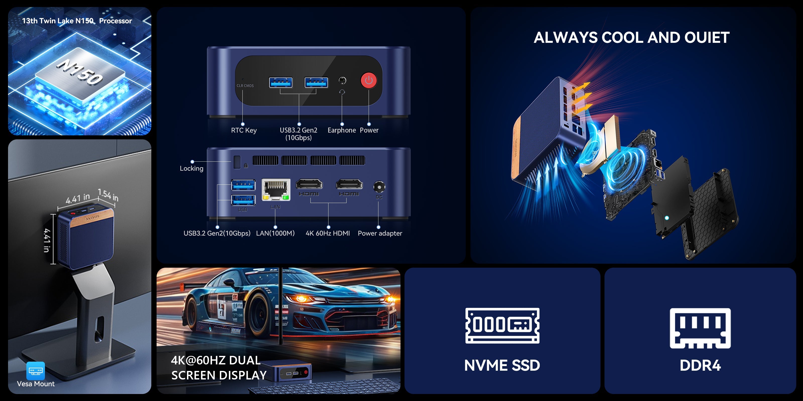 SOAYAN-N1 Mini PC with Windows 11, N150 & 16GB RAM & 512GB SSD - Compact 4K Desktop Computer